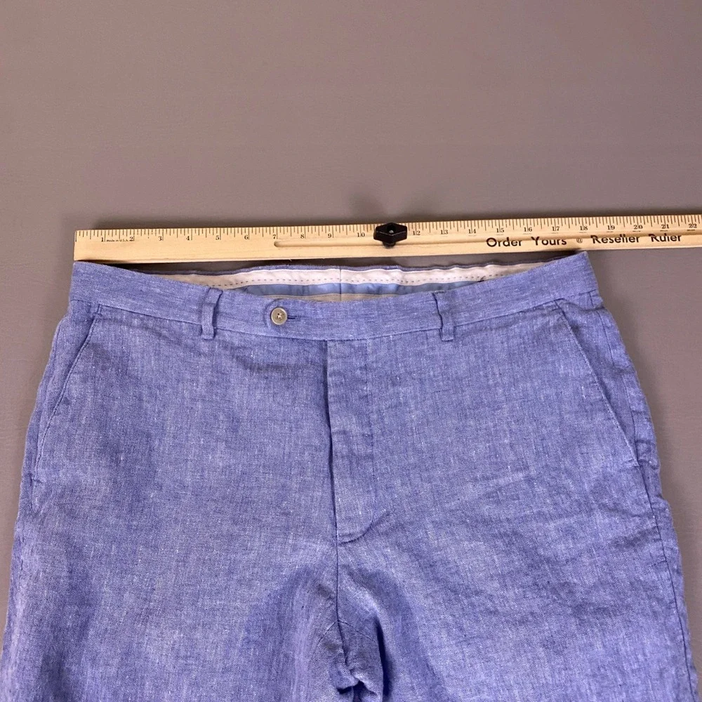 Joseph Abboud 100% Linen Pants Men's Size 38x26 Light Blue Tapered EUC